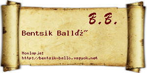 Bentsik Balló névjegykártya